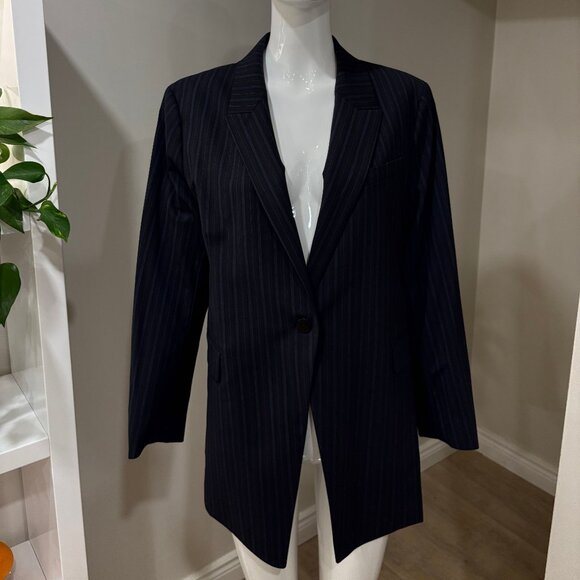 Navy Pinstripe Theory Blazer - Picture 1 of 4